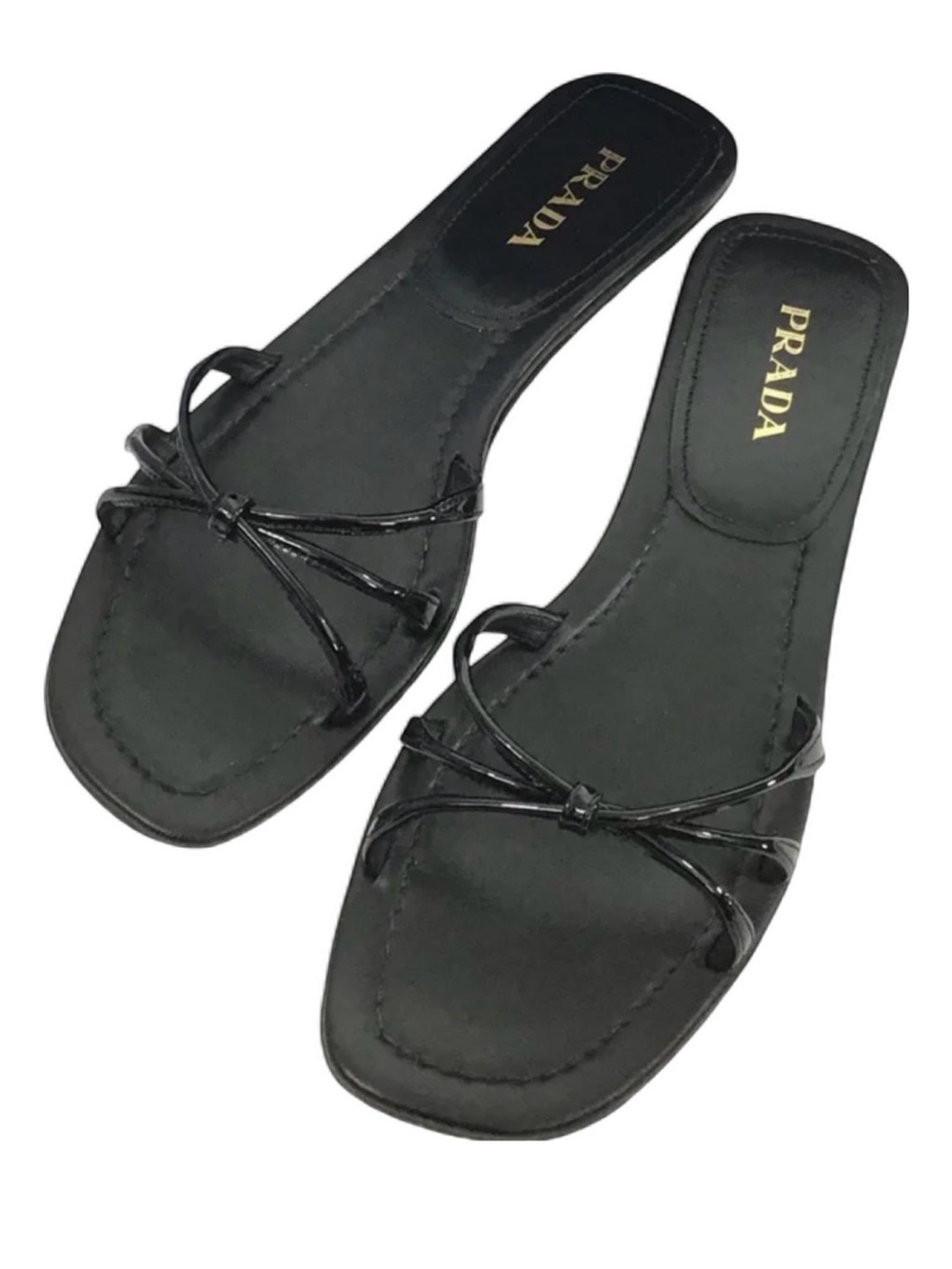 Prada Black Strappy Slide Sandals